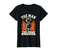 Hombre, Mito, Fumador de Carne, Leyenda, Barbacoa, papá Camiseta gráfica económica, Mujer, Negro, XL