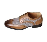 Hombre Mocasines de Cuero con Enhebrar Brogue Patrón Pie de Gallina Cuero Zapatos de caminar Hombre Cómodo Versátil para el Ocio Diario Vacaciones