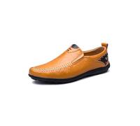Hombre Mocasines sin Cordones - Suave Transpirable Cuero Sintético Zapatos de Conducción Mocasines Casuales Pisos for Caminar Ligero Negro Amarillo Marrón(Yellow,44 EU)
