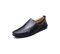 Hombre Mocasines sin Cordones - Suave Transpirable Cuero Sintético Zapatos de Conducción Mocasines Casuales Pisos for Caminar Ligero Negro Amarillo Marrón(Schwarz,44 EU)