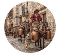 Hombre montado en una Mula Rumbo a un Pueblo Medieval Rompecabezas para Adultos || De Diversión Familiar 1000pcs (67.5x67.5cm)