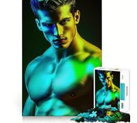 Hombre musculoso con Luces de neón, Arte Corporal con Colores UV, Rompecabezas de 1000 Piezas para Adultos y Adolescentes, Rompecabezas Mental, Arte Relajante, Regalo Original (50x75cm)