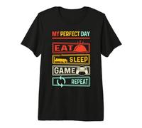 Hombre My Day Eat Sleep Game Repeat Funny Gamers Vintage Camiseta Premium