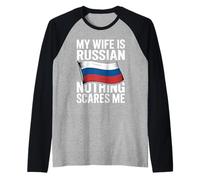 Hombre My Wife Is Russian Nothing Scares Me Camiseta Manga Raglan