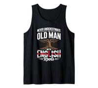 Hombre Never Underestimate An Old Man with English Roots Pride Camiseta sin Mangas