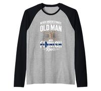 Hombre Never Underestimate An Old Man with Finnish Roots Camiseta Manga Raglan