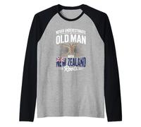 Hombre Never Underestimate An Old Man with New Zealand Roots Camiseta Manga Raglan
