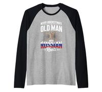 Hombre Never Underestimate An Old Man with Russian Roots Camiseta Manga Raglan