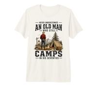 Hombre Nunca Subestimes a un Anciano Que todavía acampa en los Setenta Camiseta Premium