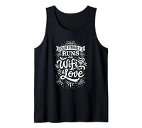 Hombre Our Family Runs on WiFi & Love, tipografía de Citas Divertidas Camiseta sin Mangas