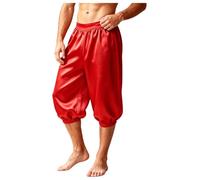 Hombre Pantalones Capri Medievales Shorts Vikingos Príncipe Árabe Rojo L