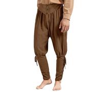 Hombre Pantalones Pump de Algodón Lino Medieval Pantalones Piratas Vintage Pantalones Japoneses Hombre de Samurai Kimono Baggy Pantalones Harem Estilo Punk Gótico Pants Goa para Cosplay, marrón, S