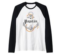 Hombre Papitän Dad & Captain of The Family Anchor Father's Day Camiseta Manga Raglan