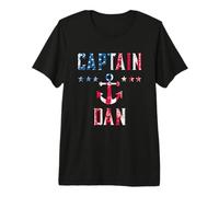 Hombre Patriótico Capitán Dan Vintage Bandera de Estados Unidos 4 de Julio Camiseta Premium
