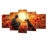 Hombre Perro Diamond Painting, 5 Pcs 5D Kit Mosaico Pintura de Diamante, Kit Bordado en Punto de Cruz Manualidades Adultos, DIY Gran Tamaño Cuadro Damantes, Decoracion Hogar Regalos 60x100cm P-d-16