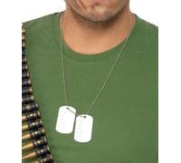 Hombre Perro-Tags En Cadena Plata Ejército Militar Accesorio Joyería de Disfraz