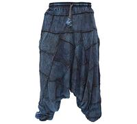Hombre Peso Ligero Algodón Entrepierna Baja Ninja Aladín Genio Negro Trabajo de Parche Harem Los Pantalones, D, S/M