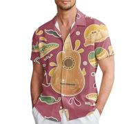 Hombre Primavera Y Verano Estilo Camisas De Un Pecho Solapa Informal Estampado Completo Playa Manga Corta Vacaciones Camisas De Vacaciones Al Libre (XXXL)