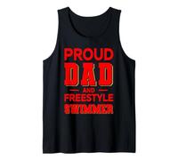 Hombre Proud Dad Freestyle Swimmer Design Rojo Completo Camiseta sin Mangas