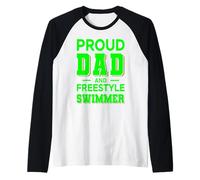 Hombre Proud Dad Freestyle Swimmer Design Verde Completo Camiseta Manga Raglan
