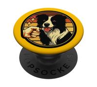 Hombre Puño Toca La Pata Border Collie PopSockets PopGrip Adhesivo