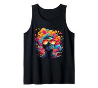 Hombre Que Lleva Gafas de Sol, Coloridas Olas Brillantes, Arte salpicado Camiseta sin Mangas