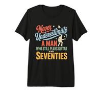 Hombre Que todavía Toca la Guitarra en Sus Setenta Guitarrista Retro Camiseta Premium