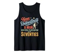 Hombre Que todavía Toca la Guitarra en Sus Setenta Guitarrista Retro Camiseta sin Mangas