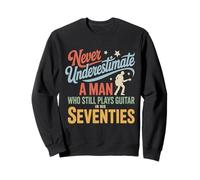 Hombre Que todavía Toca la Guitarra en Sus Setenta Guitarrista Retro Sudadera