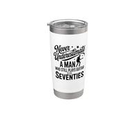 Hombre que todavía toca la guitarra en sus setenta guitarrista retro Vaso térmico de acero inoxidable de doble pared