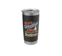 Hombre que todavía toca la guitarra en sus setenta guitarrista retro Vaso térmico de acero inoxidable de doble pared