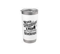 Hombre que todavía toca la guitarra en sus setenta guitarrista retro Vaso térmico de acero inoxidable de doble pared