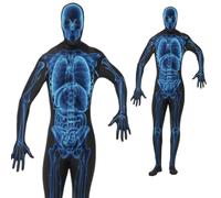 Hombre Rayos X Traje Mono Segunda Piel Aterrador Halloween Adulto Disfraz Nuevo