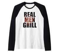Hombre Real Men Grill - Dad & Son Boys Matching BBQ Steak Graphic Camiseta Manga Raglan