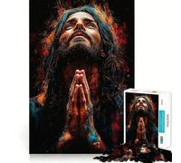 Hombre Rezando en Arte Abstracto Rompecabezas de 1000 Piezas para Adultos Rompecabezas de Memoria Disfrute del Montaje Lento de la Imagen Regalo Creativo 38x26cm