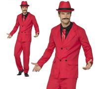 Hombre Rojo Zoot Suit Traje de Gángster 1920s Mafia Disfraz M L Nuevo