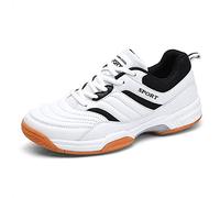 Hombre Running Zapatillas Deportivas Resistente al Deslizamiento Resistente al Desgaste Zapatillas de Tenis Bádminton Zapatillas de Entrenamiento,Blanco,46EU