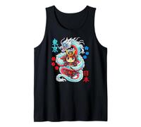 Hombre Samurai de Anime Kawaii Protegido por dragón japonés Camiseta sin Mangas