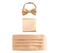 Hombre Satén Faja de Esmoquin & Pajarita & Pañuelo de Bolsillo 3 en 1 Set para Boda Banquet Smoking Caballero - Liso Champaña Oro