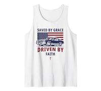 Hombre Saved by Grace, Driven by Faith - Men's Christian Muscle Car Camiseta sin Mangas