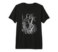 Hombre Saxofón Boy Sketch Marching Band Camiseta Premium