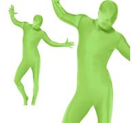 Hombre Segunda Piel Verde Mono Completo Lycra Disfraz Nuevo