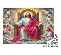Hombre Sentado con Túnica Rodeado de Ángeles Puzzle de 1000 Piezas Papel Puzzle para Adultos Escena Espiritual Puzzle para Toda la Familia Relajación 38x26cm/1000pcs