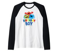 Hombre Sesame Street Elmo Oscar Cookie Monster Birthday Boy Camiseta Manga Raglan