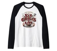 Hombre Sir Grills A Lot Happy Father's Day Dad Apreciation Vintage Camiseta Manga Raglan