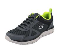 Skechers Track Bucolo, Zapatillas de Running Hombre, Charcoal & Black Leather/Mesh/Lime Trim, 41 EU