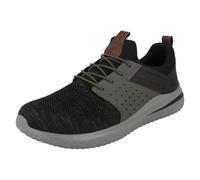 Skechers DELSON 3.0 CICADA, Zapatillas para Hombre, Black Gray Knitted Mesh W/ Synthetic, 46 EU