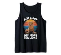 Hombre Solo un Chico al Que le encantan los Leones Marinos, el océano, Retro, Amante de los Leones Marinos Camiseta sin Mangas