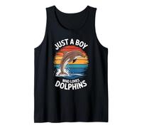 Hombre Solo un Chico Que ama a los Delfines Ocean Fan Boys Kids Dolphin Camiseta sin Mangas