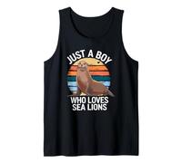 Hombre Solo un Chico Que ama a los Leones Marinos, Amante de los Leones Marinos Vintage Camiseta sin Mangas